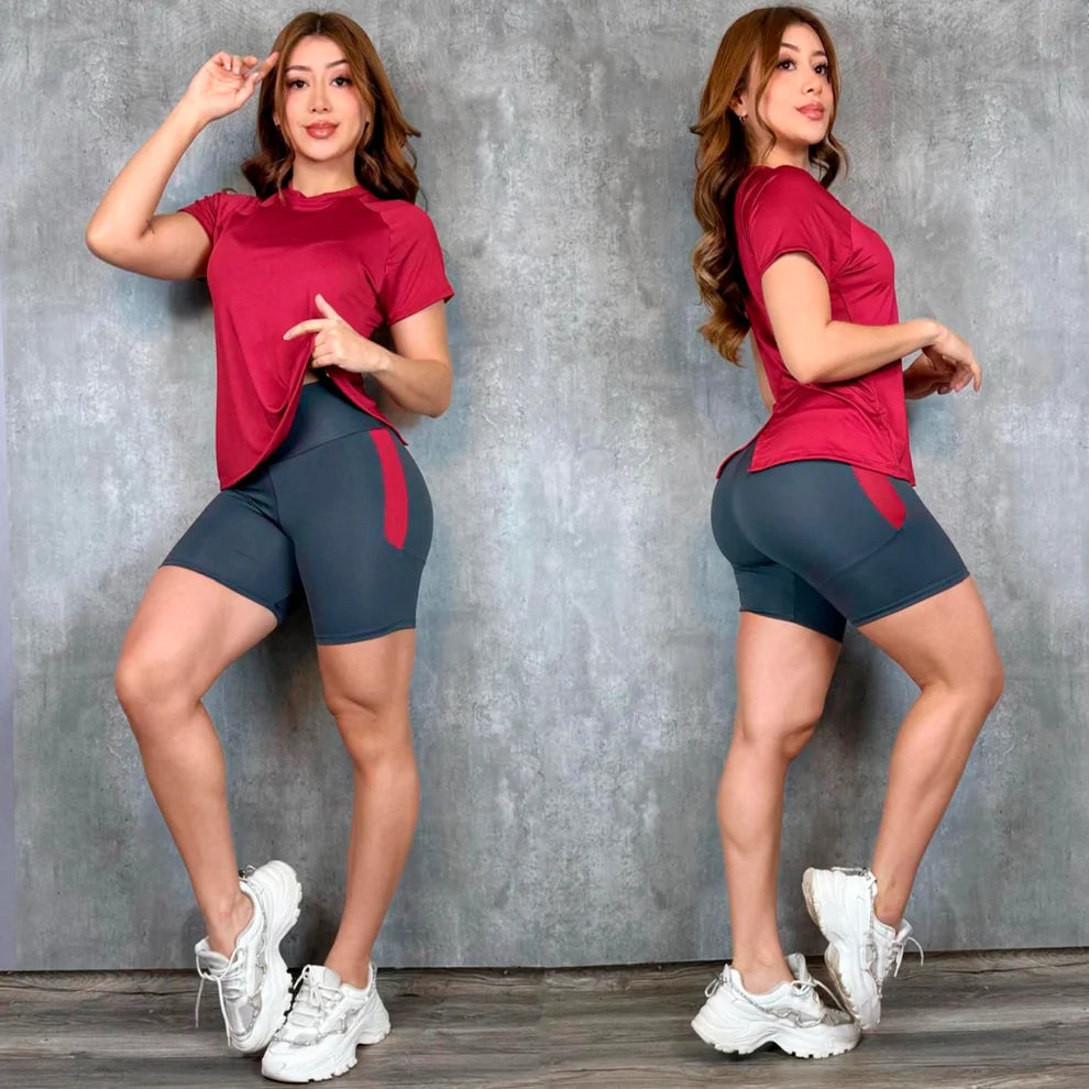 Conjunto Short Mujer en Tela Interlock