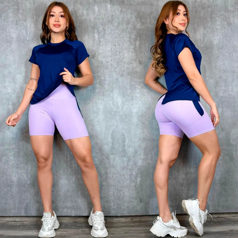 Conjunto Short Mujer en Tela Interlock