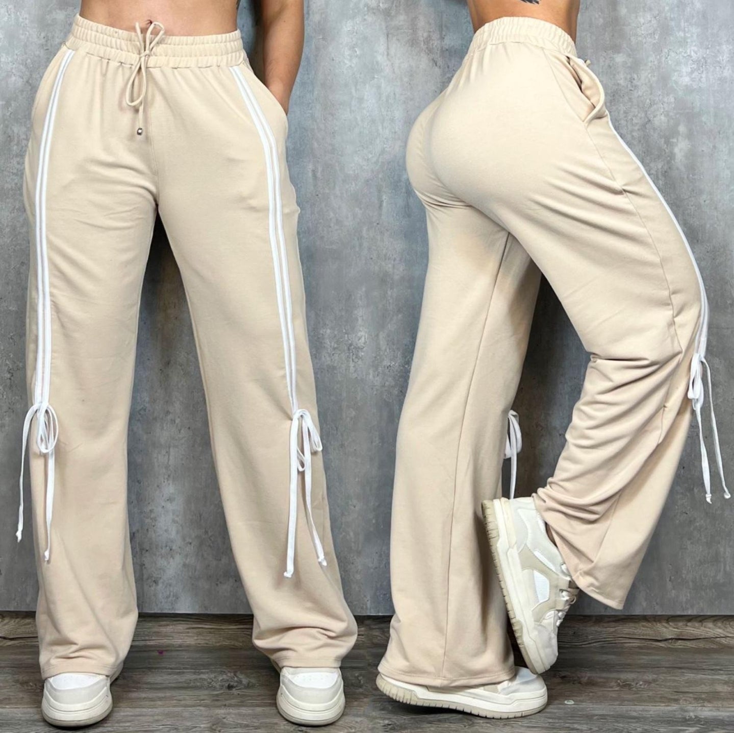 Pantalón Bota Ancha con Moño en Tela Burda