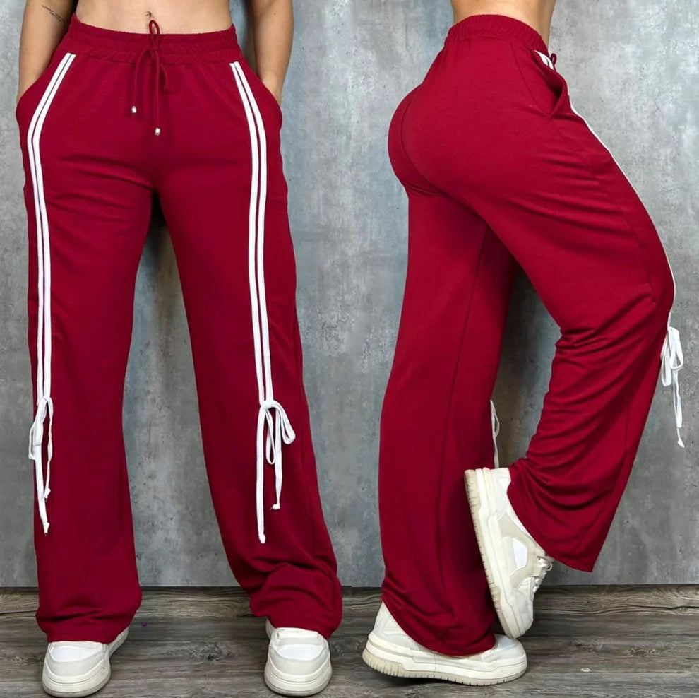 Pantalón Bota Ancha con Moño en Tela Burda
