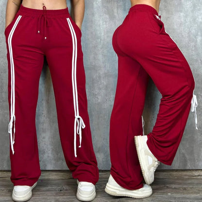 Pantalón Bota Ancha con Moño en Tela Burda