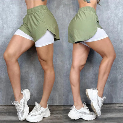 Short Running Mujer en Tela Antifluido + Interlock